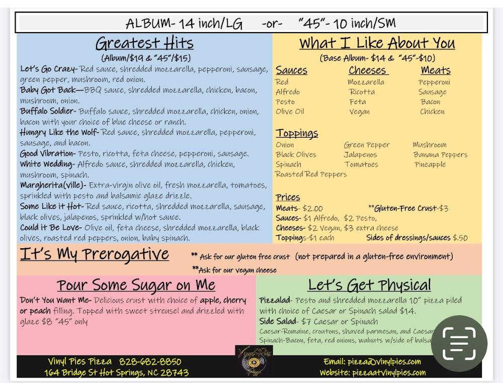 Vinyl Pies Pizza Menu image 1