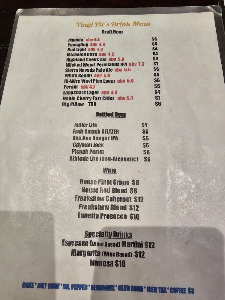 Vinyl Pies Pizza Menu image 2