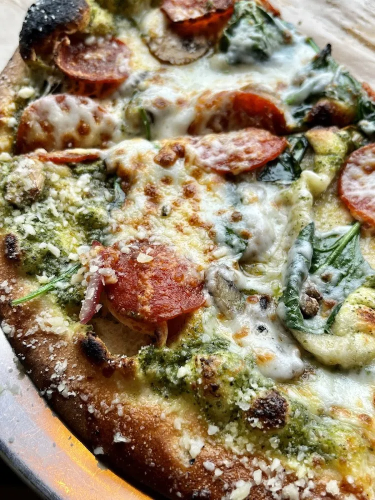 Pepperoni Pizza with Pesto